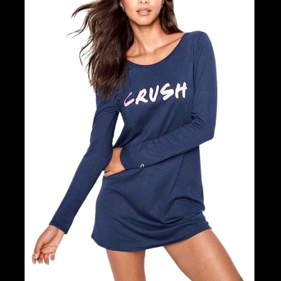VICTORIA’S SECRET Camison Long Sleeve Blue Boy night gown women’s size M - Picture 1 of 8